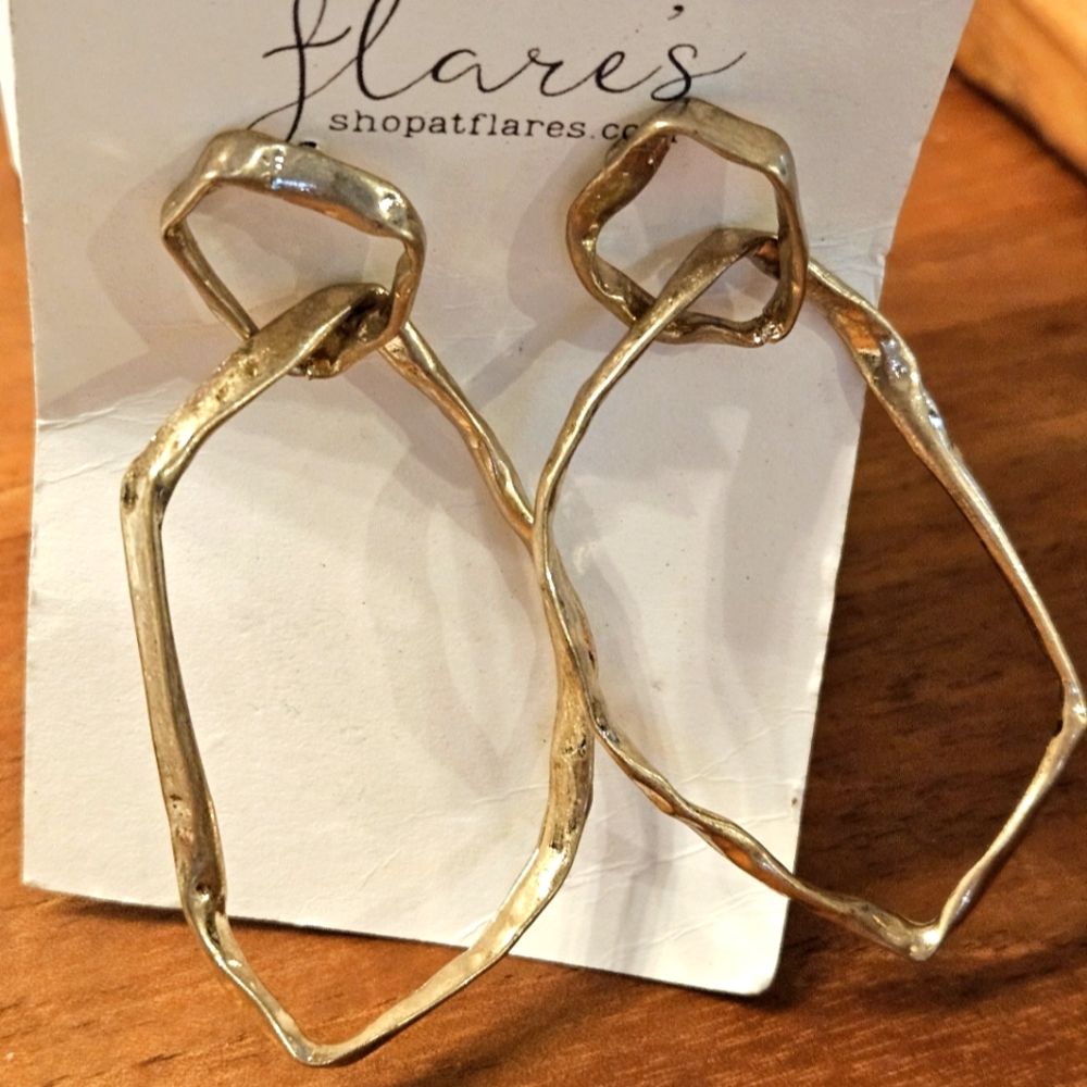 Vintage hammered metal large earrings GY2 Etoo